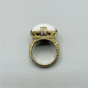 JUDITH RIPKA Sterling Silver 925 (Looks Gold) Faceted White Onyx RING Size 8.25